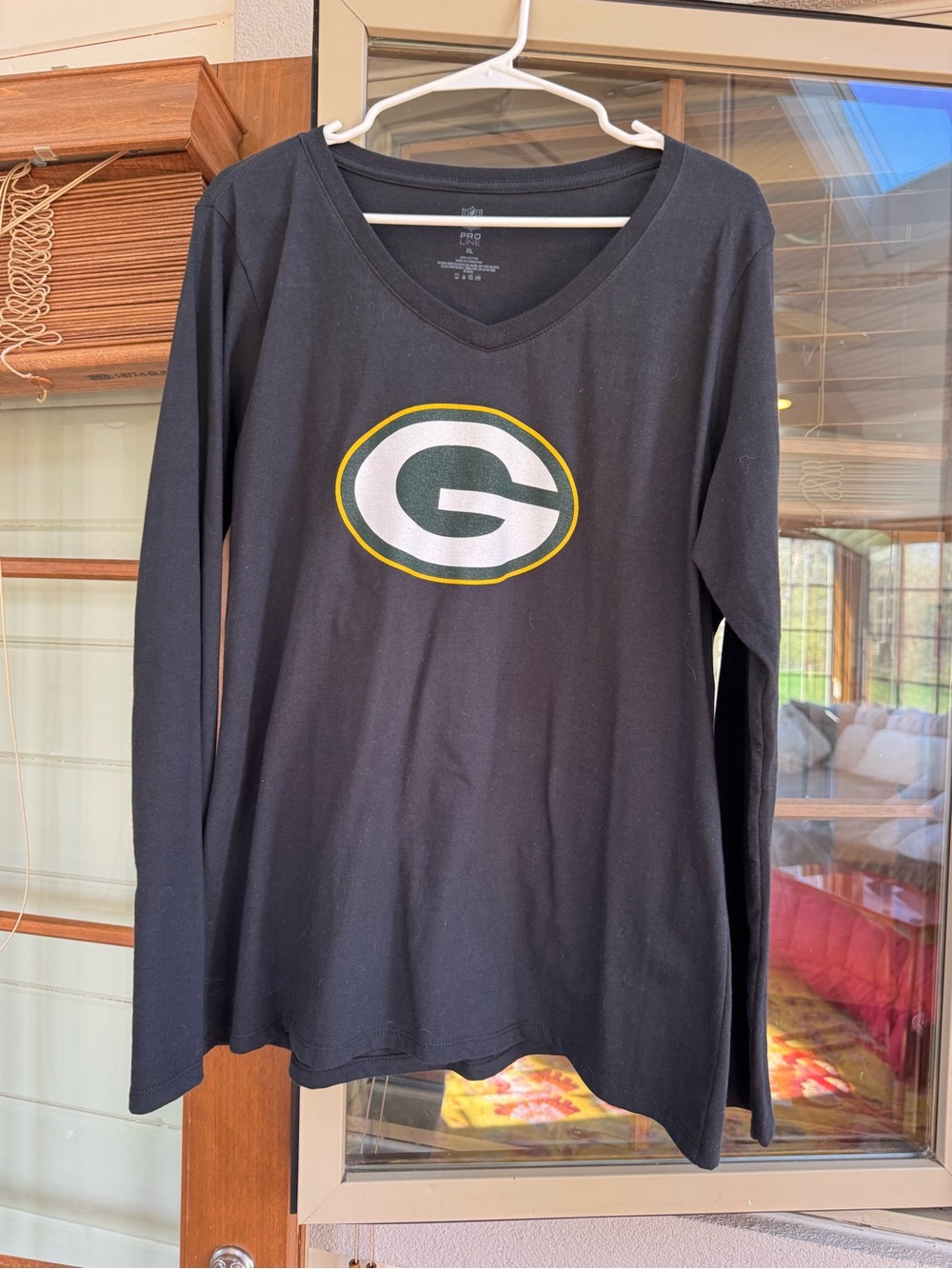 NFL Women's Black Long Sleeve Tee with Green Bay Packers Logo
